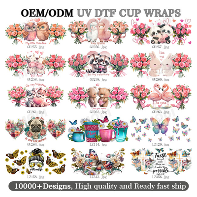comprar 16oz 20oz UV DTF Decals Autocolantes por atacado Logotipo personalizado Folhas de filme UV DTF Copas envoltórios transferências para canecas online manufacture