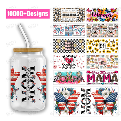 Trasferimenti di involucro di tazze UV DTF per Libbey Glass Tumbler con disegni personalizzati per il giorno della mamma