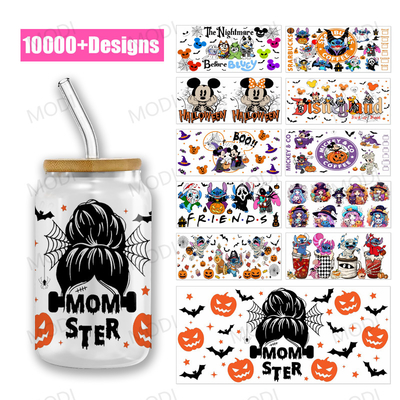 Trasferimenti DTF UV personalizzabili di Halloween per dischi di vetro con oltre 1000 disegni