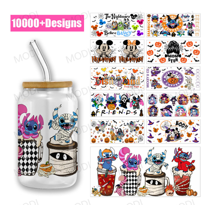 Custom 16Oz 20Oz 24Oz 25Oz Halloween Natale UV DTF Cup Wrap Trasferimenti per coppe in scatola di vetro Cup Wrap