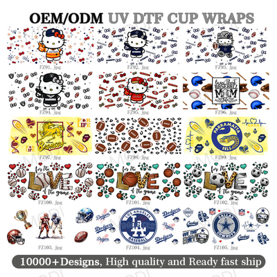 Hello Kitty Logotipo personalizado UV DTF Transfer Cup Wrap Adhesivos para tumblers de vidrio y pelotas de rugby