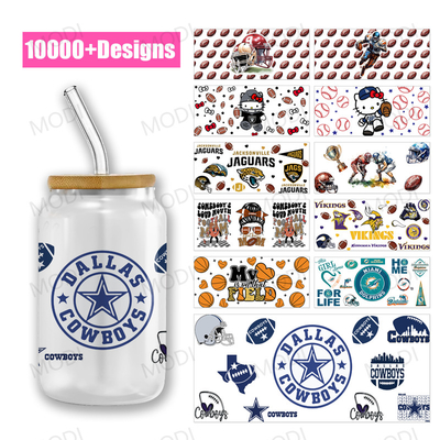 UV DTF Transfer Cup Wrap Stickers 20Oz Rugby Sports Balls For Glass Tumblers Disegni personalizzati