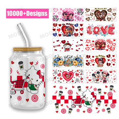 UV DTF Cup Wrap Retro San Valentino DTF 24oz Cup Wrap Per Libbey Glass UV DTF Cup Wrap Trasferimenti 16oz Alta Qualità