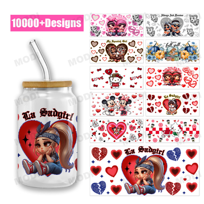 ELITE Disegno personalizzato Imballaggio 16oz Libbey Cup Wrap Transfer Printing San Valentino OEM Transfer Etichette Adesivi
