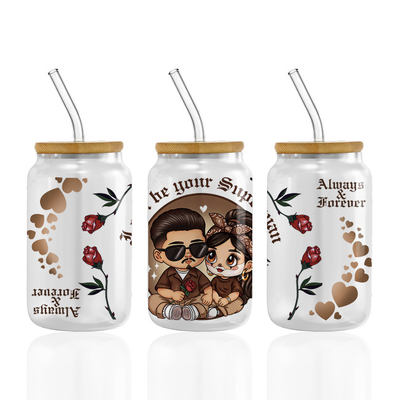 Giorno di San Valentino UV DTF Cup Wrap Trasferimenti Per Coppe Wrap Libbey Glass Tumbler spagnolo